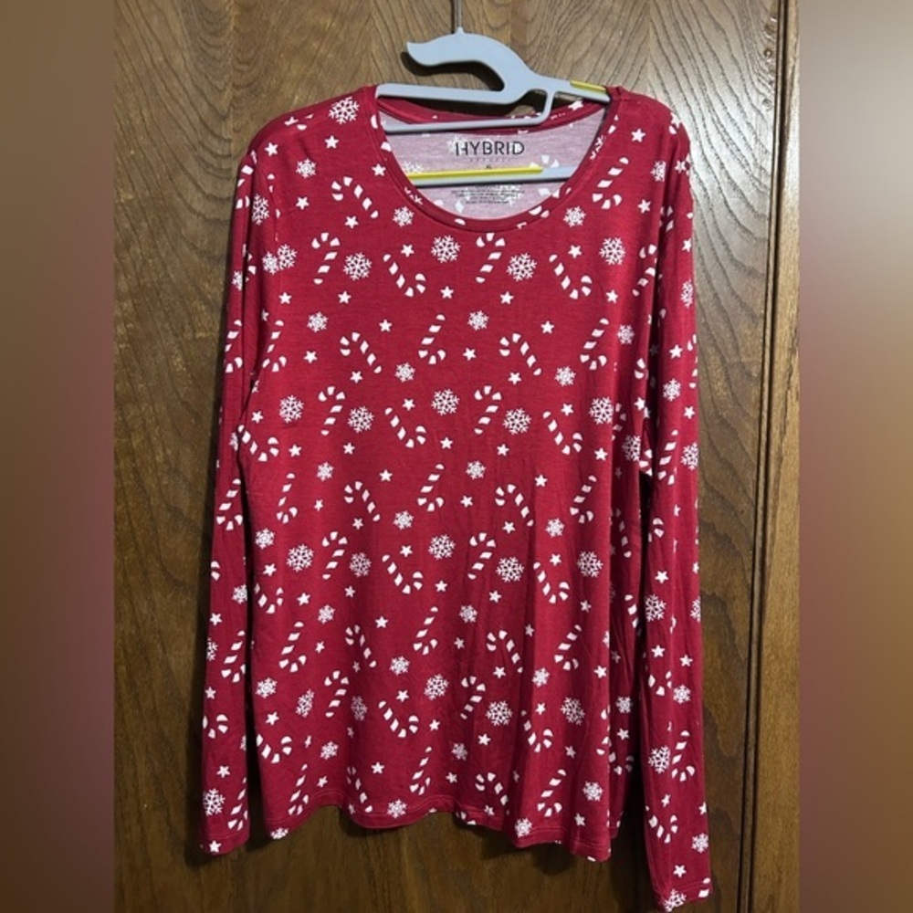 Hybrid XL long sleeve tee candy cane NWT